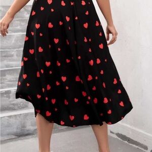 SHEIN Asymmetrical Black and Red Midi Skirt